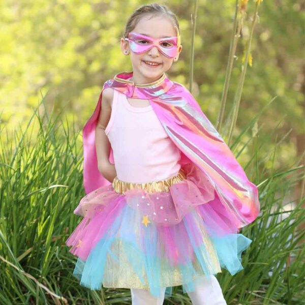 Super-Duper tutu + cape + mask pink/gold