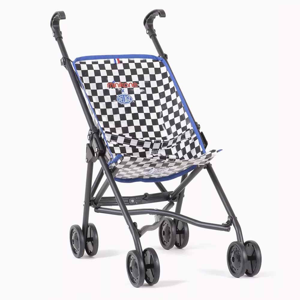Poussette Racing Damier biais bleu