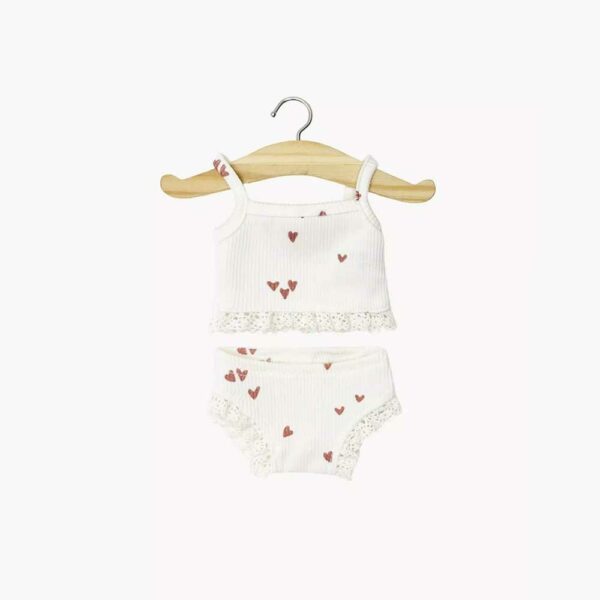 Dessous fille en maille blanc petits coeurs rose et dentelle