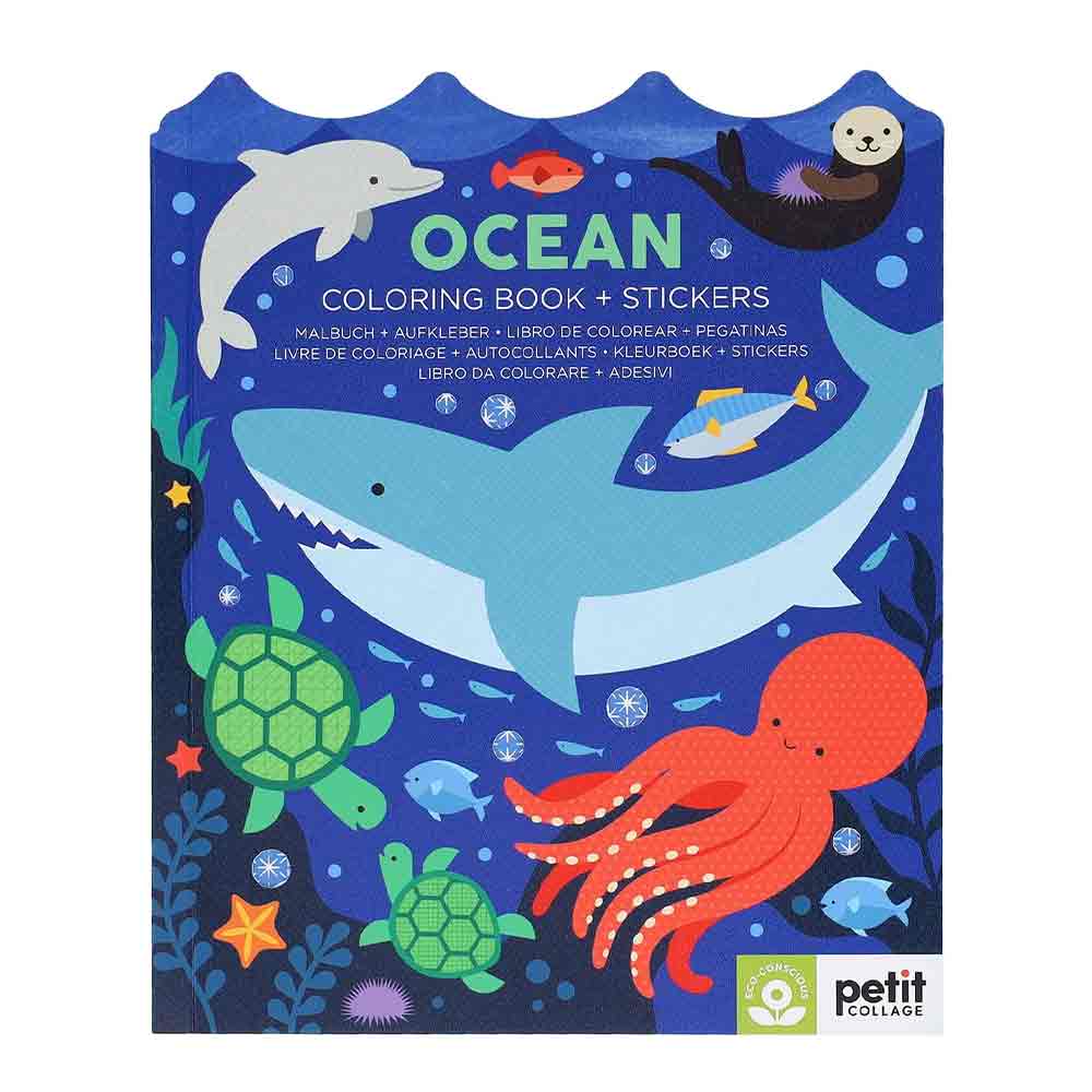 Cahier de coloriage + stickers Océan