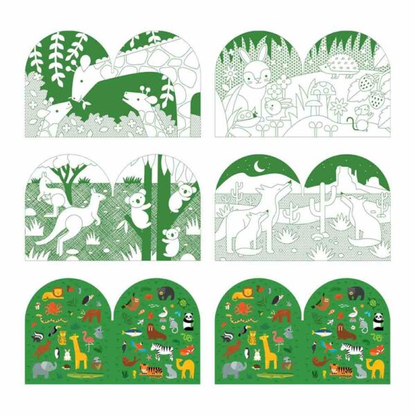 Cahier de coloriage + stickers Wild world