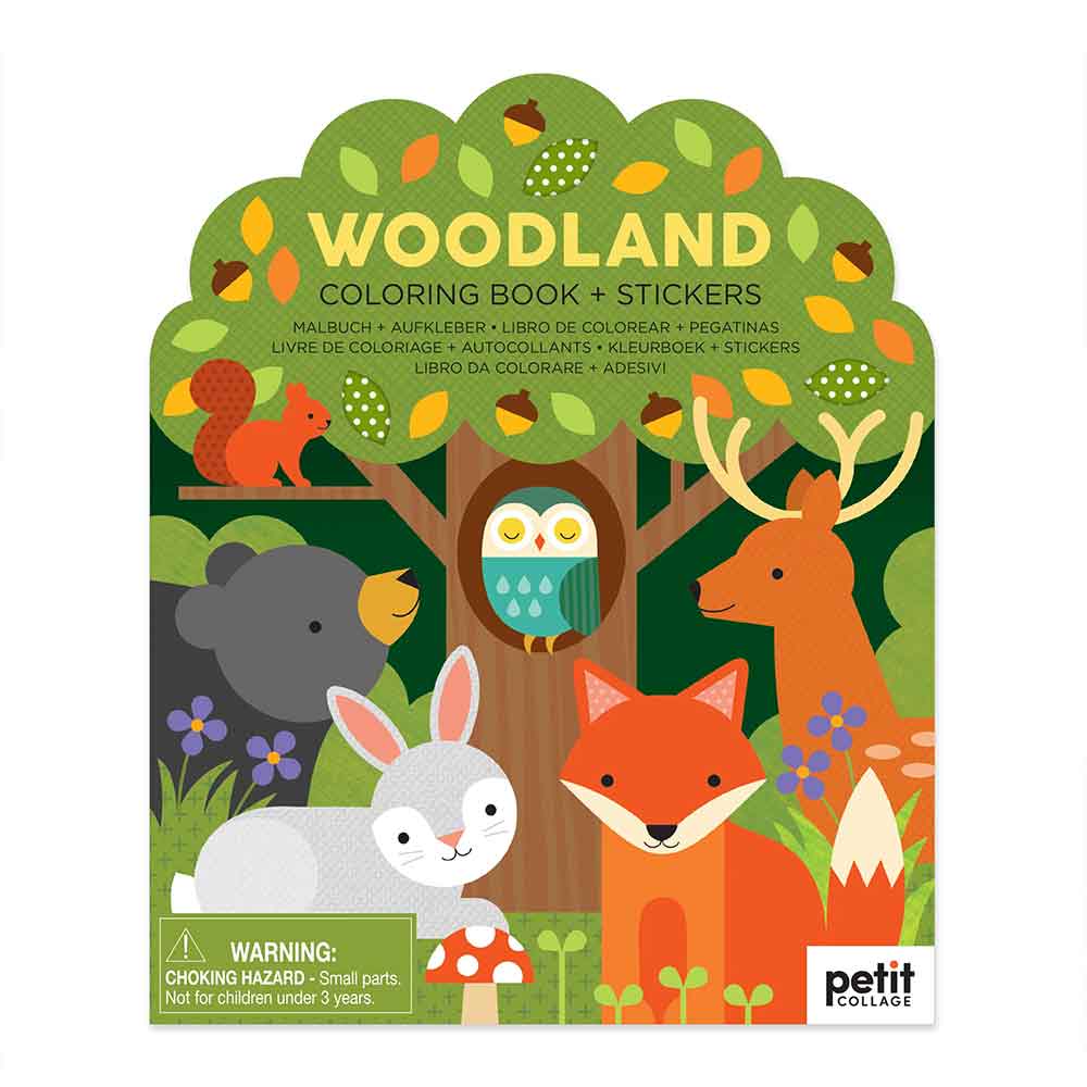 Woodland coloring book + stickers