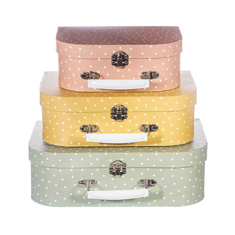 Set of 3 Earth Tones Spotted Suitcases
