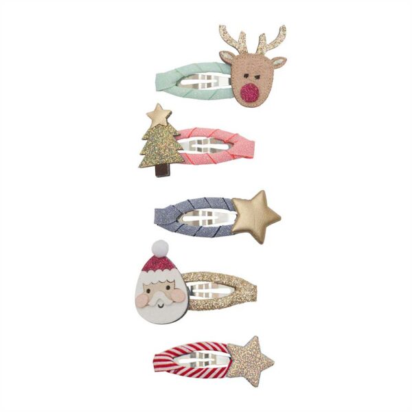 Barrettes Santa & Rudolph mini clips
