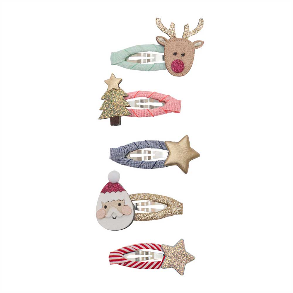 Barrettes Santa & Rudolph mini clips