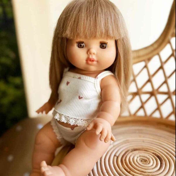 Dessous fille en maille blanc petits coeurs rose et dentelle