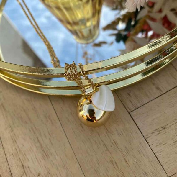 Bola de grossesse or avec coeur nacre