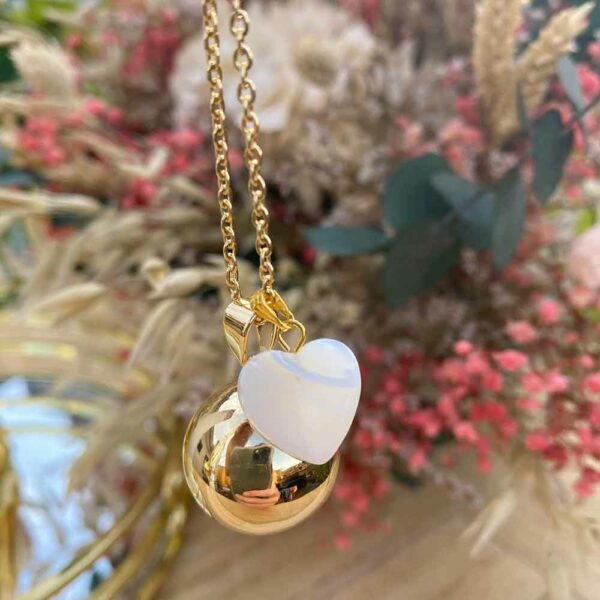 Bola de grossesse or avec coeur nacre