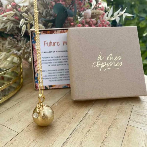 Bola de grossesse or brossé avec perle cristal de roche