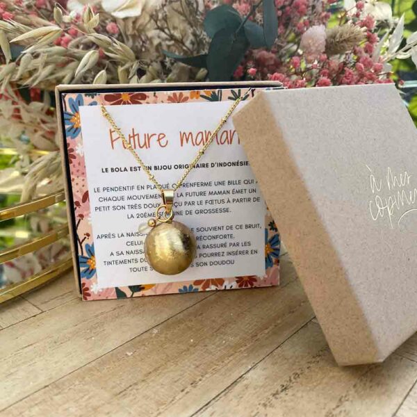 Bola de grossesse or brossé avec perle cristal de roche