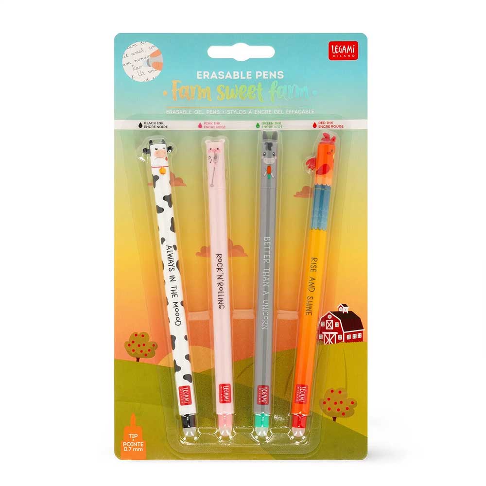 Set of 4 Erasable Pens Farm sweet