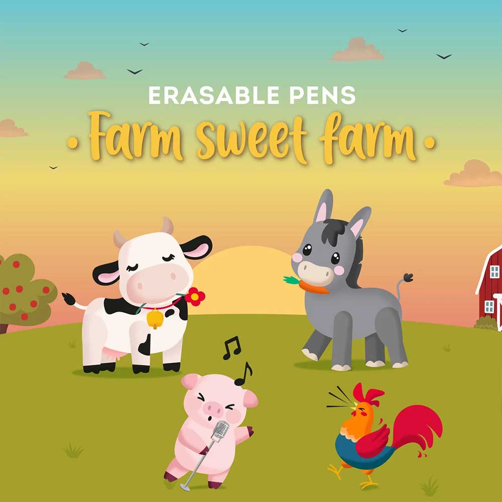Set of 4 Erasable Pens Farm sweet - Image 3