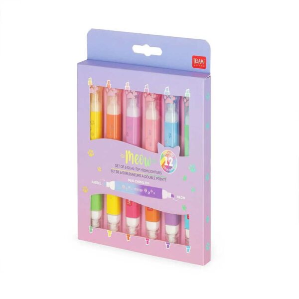 Set of 6 double-tipped highlighters