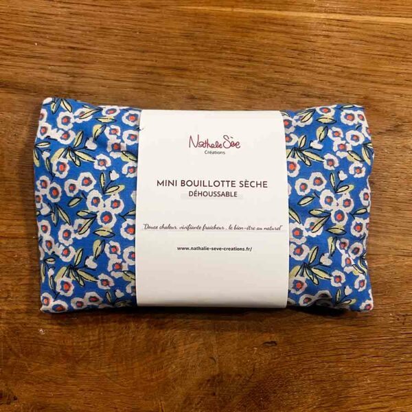 Indigo floral dry hot water bottle