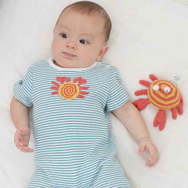 Babygro Crochet Crab Blue Stripe