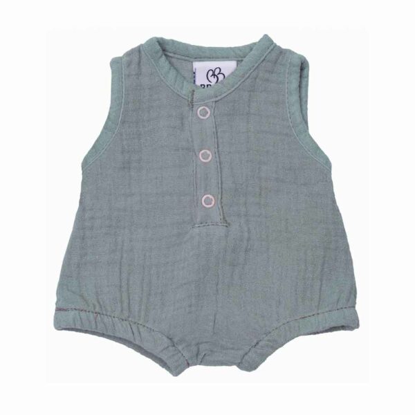 Barboteuse poupée gaze vert de gris