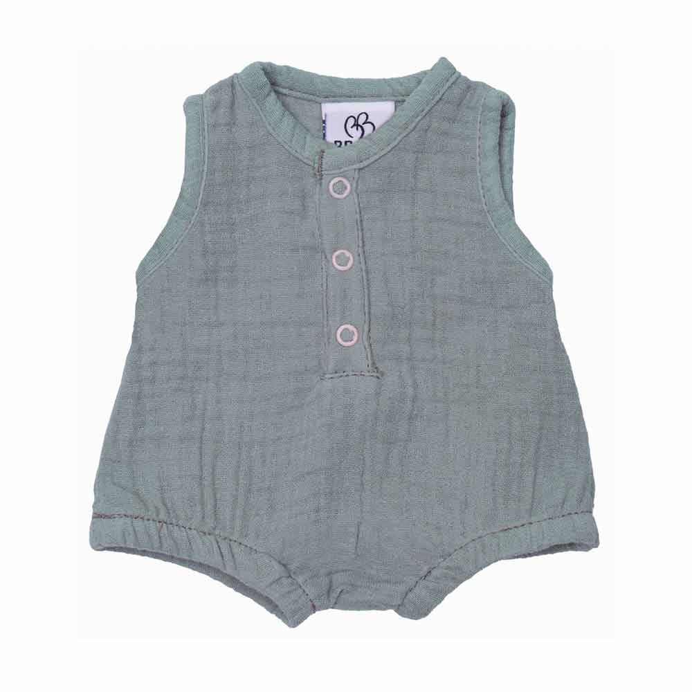 Barboteuse poupée gaze vert de gris