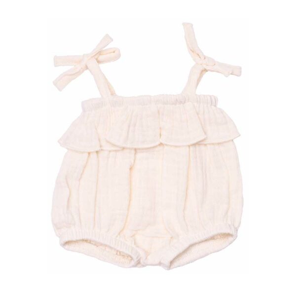 Barboteuse poupée bretelles gaze écru