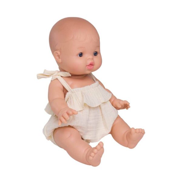 Barboteuse poupée bretelles gaze écru