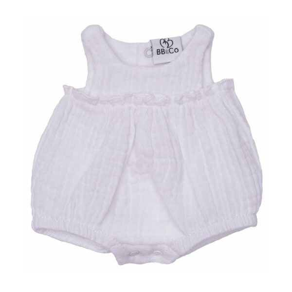 Barboteuse poupée froufrou gaze blanc