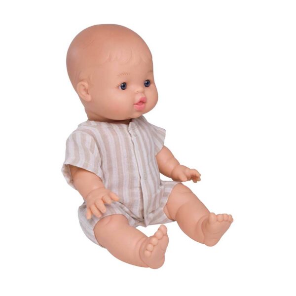 Combishort poupée gaze rayée galet