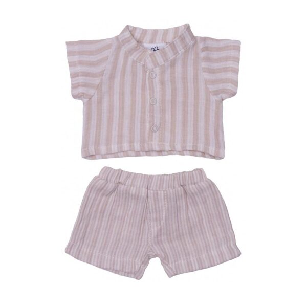 Ensemble poupée TS+short gaze rayé galet