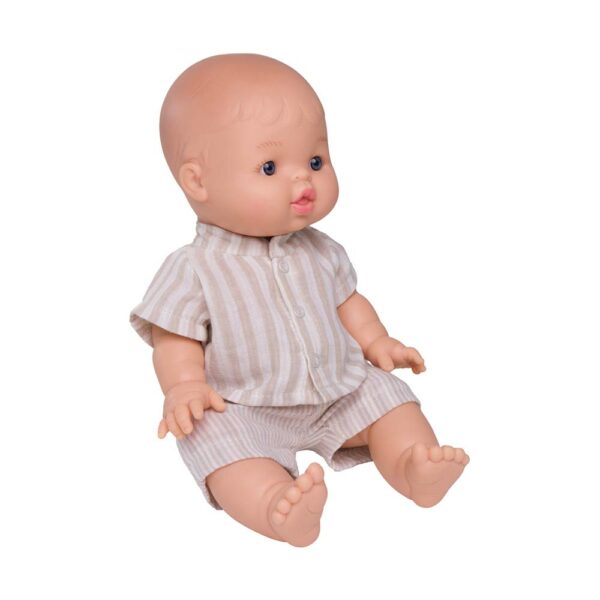 Ensemble poupée TS+short gaze rayé galet