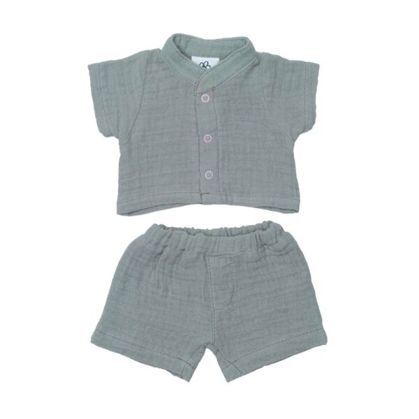 Ensemble poupée TS+short gaze vert de gris