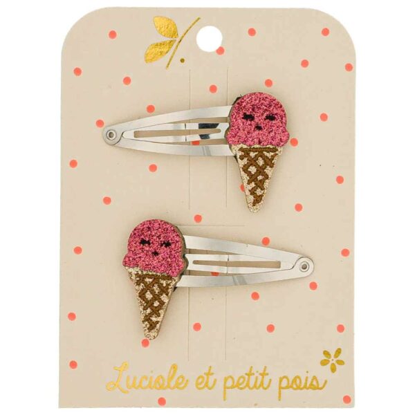 Raspberry Ice Cream Barrettes (Pair)