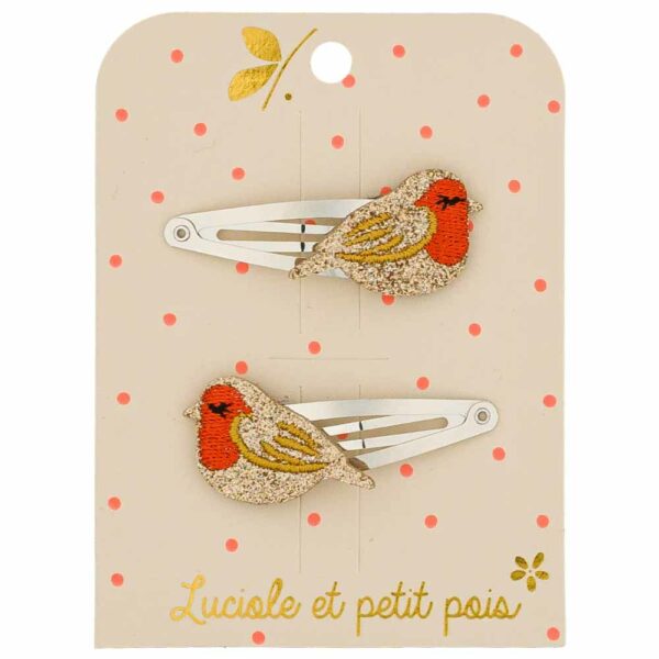 Ruby the Robin Hair Clips (Pair)