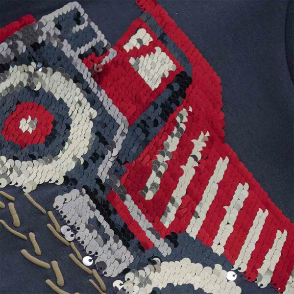 T-shirt sequins tracteur