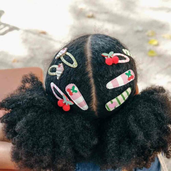 Barrettes Cherry Kiss Stripy Clips