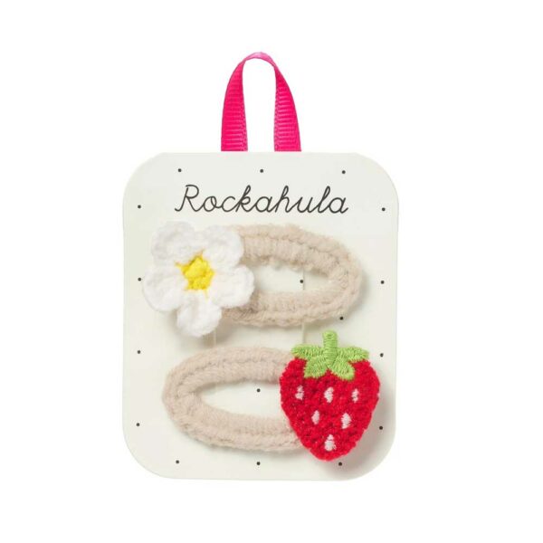 Barrettes Crochet Daisy and Strawberry Clips