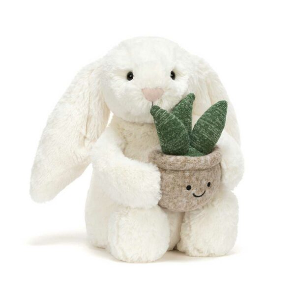 Cream Bunny with Plant