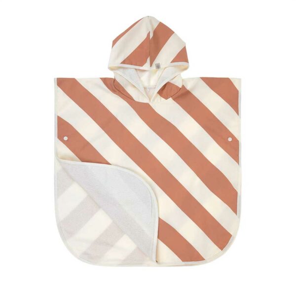 Poncho de bain anti-UV Stripes terracotta