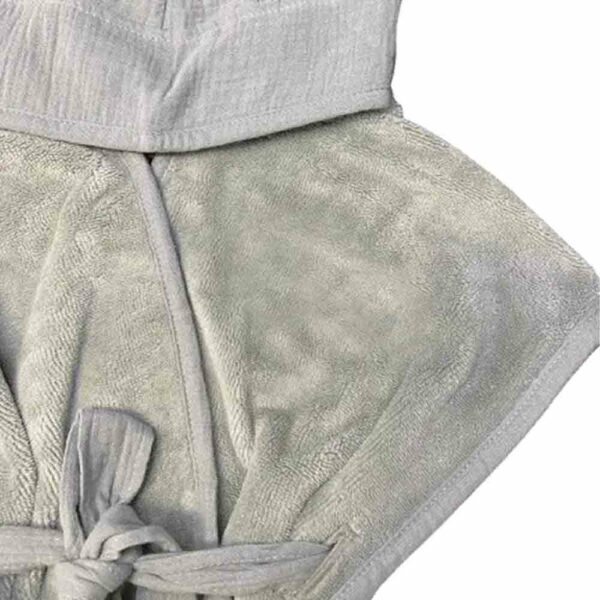 Peignoir bambou/gaze rayée ivoire/vert de gris