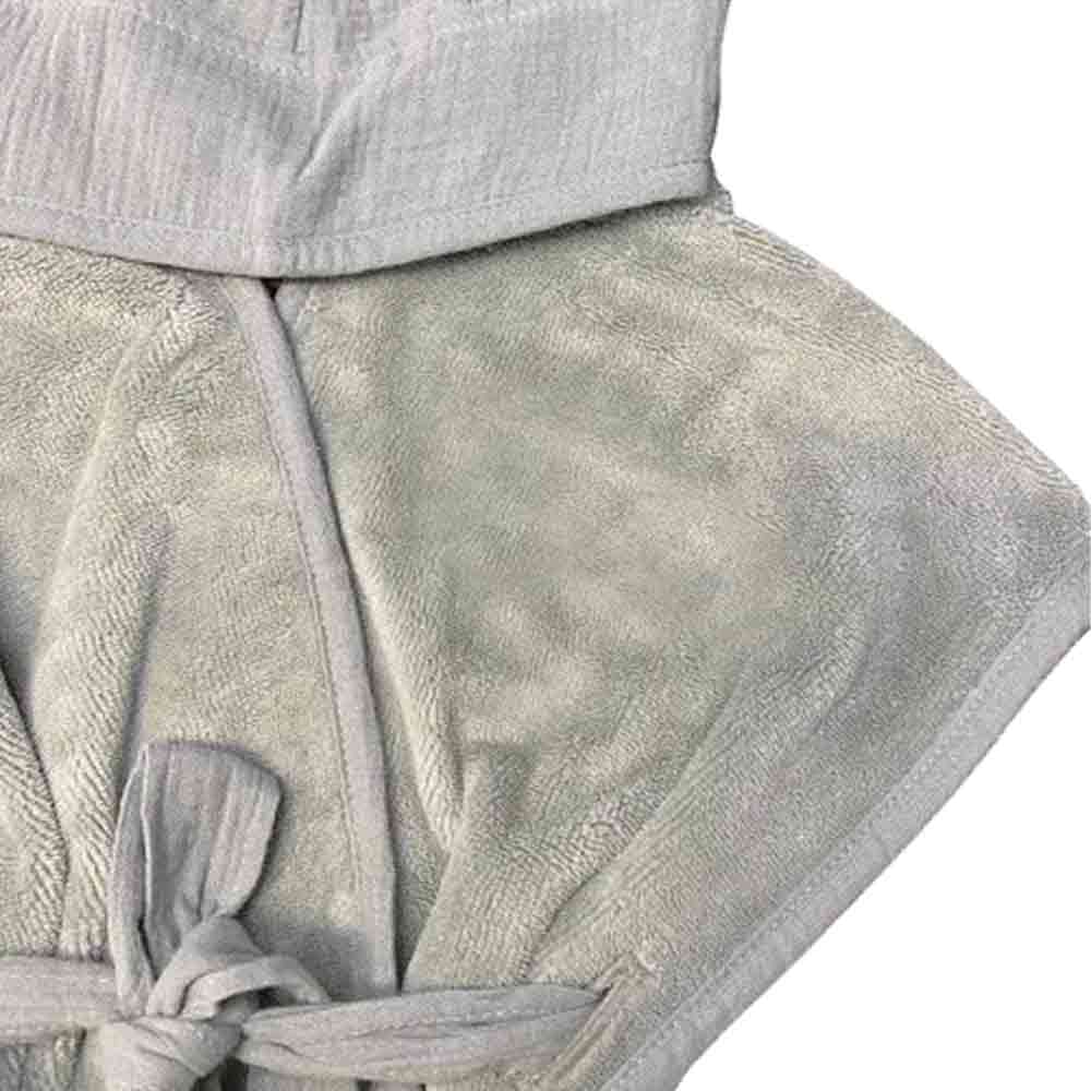 Peignoir bambou/gaze rayée ivoire/vert de gris – Image 2
