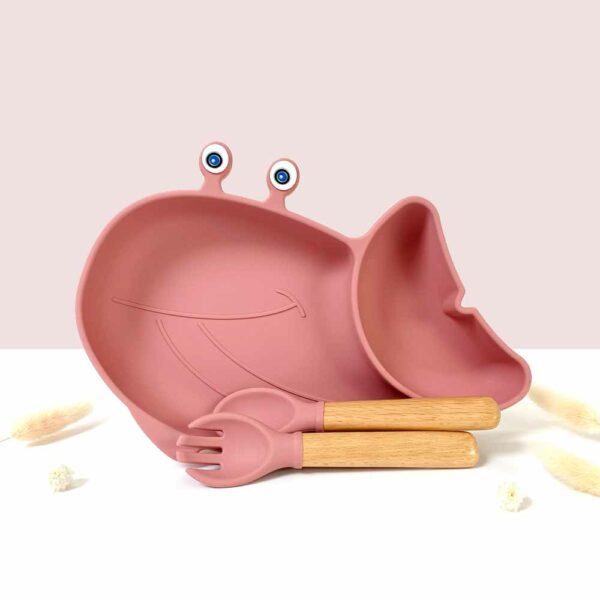 Set repas + services en forme de baleine rose