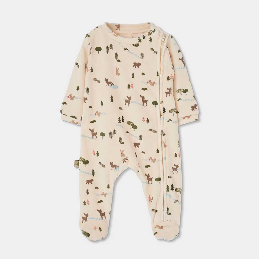 Forest print velvet onesie