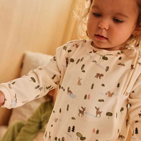 Forest print velvet onesie