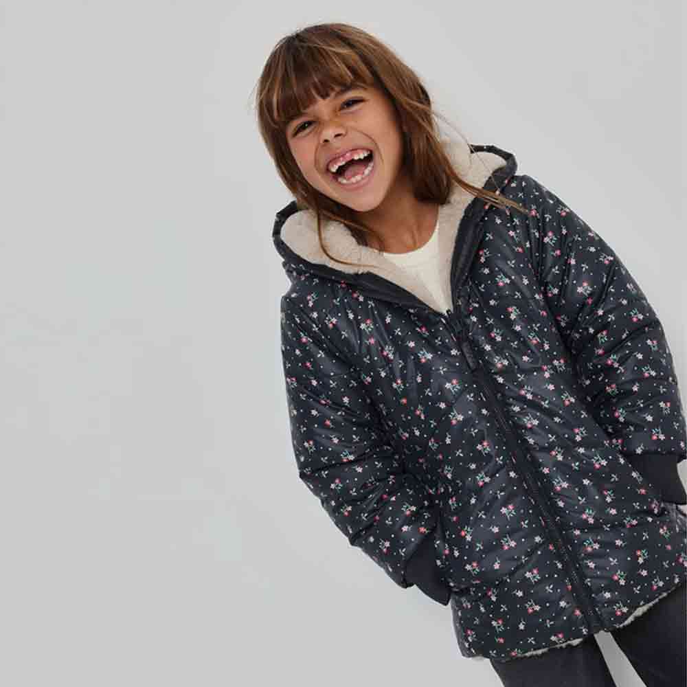Girls' printed reversible parka - Image 2