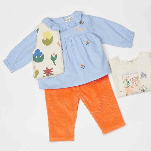 Orange velvet baby pants