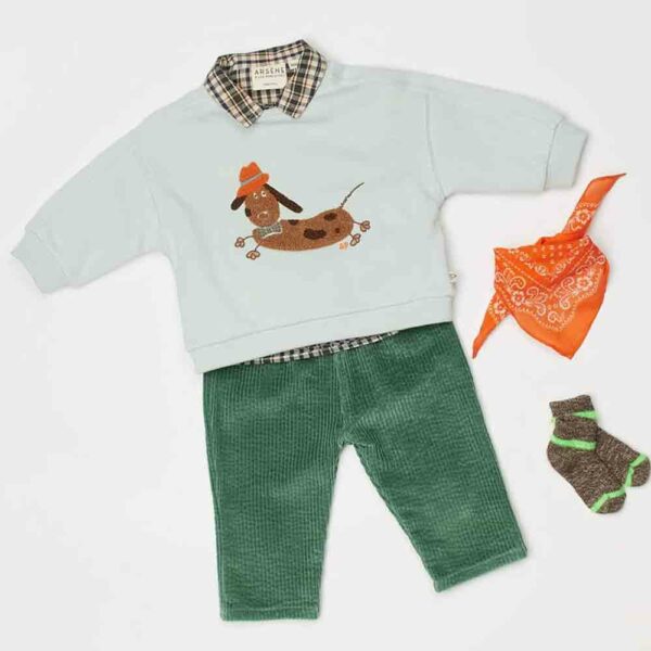 Green velvet baby pants