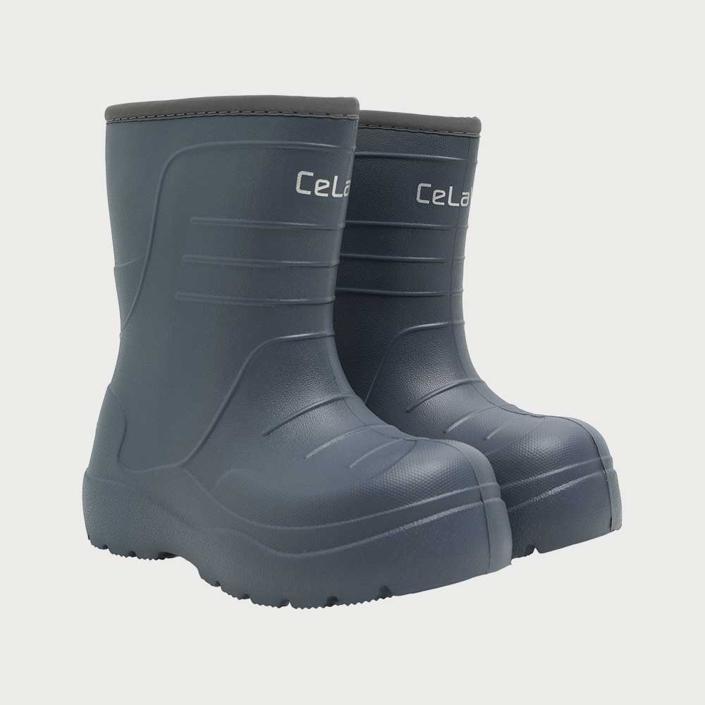 Furred rain boots plain grey