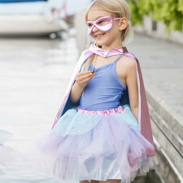 Super-Duper tutu + cape + mask pink/light blue