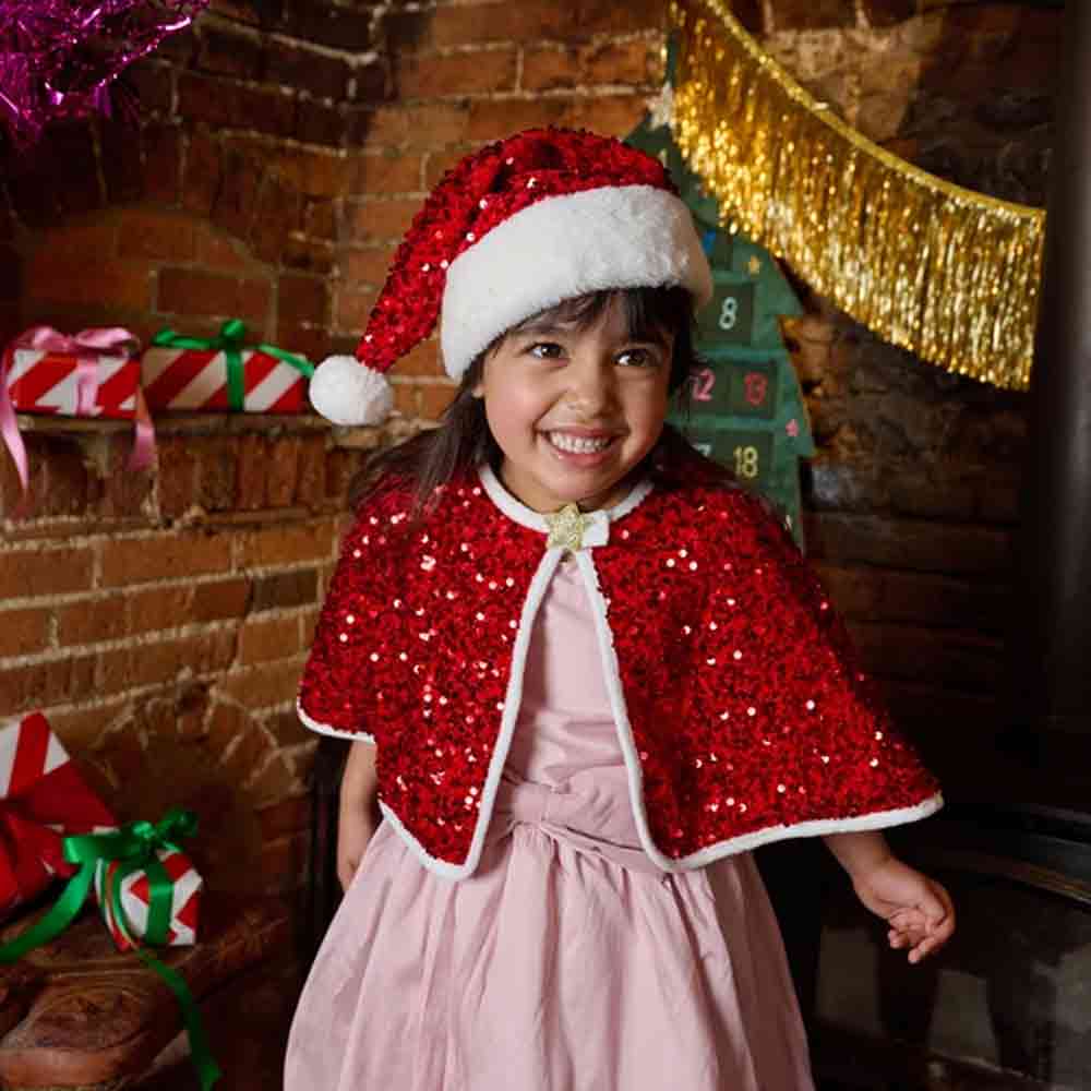 Jolly Santa Sequin Velvet Christmas Hat - Image 2
