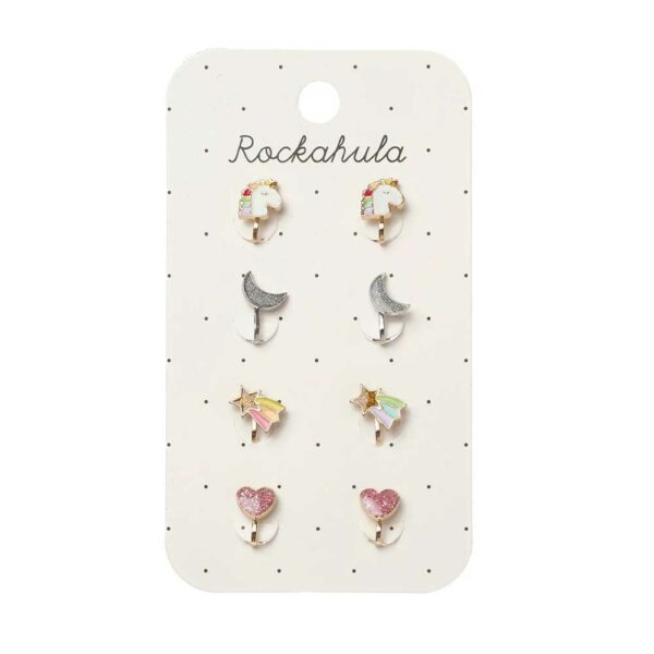Rainbow Unicorn clip-on earrings