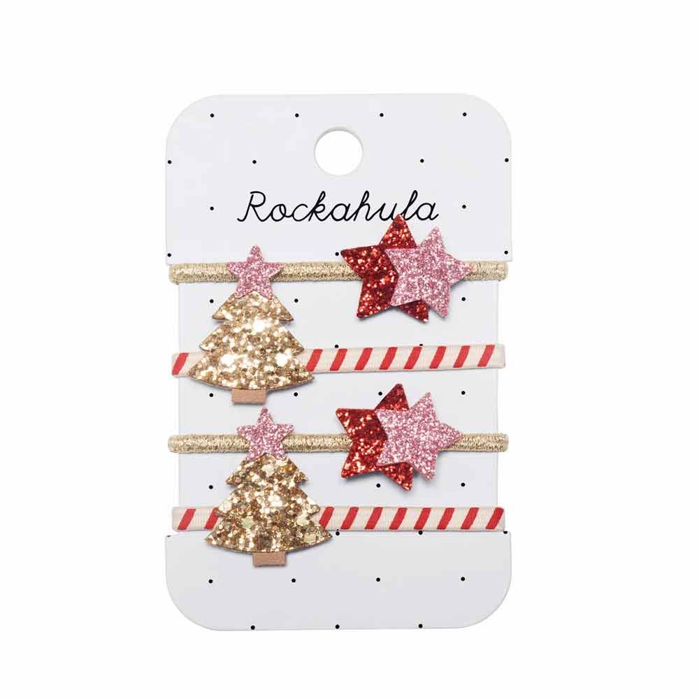 Stripy Christmas Tree Clips Elastics