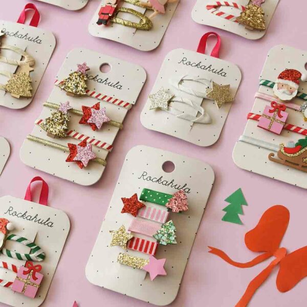 Stripy Christmas Tree Clips Elastics