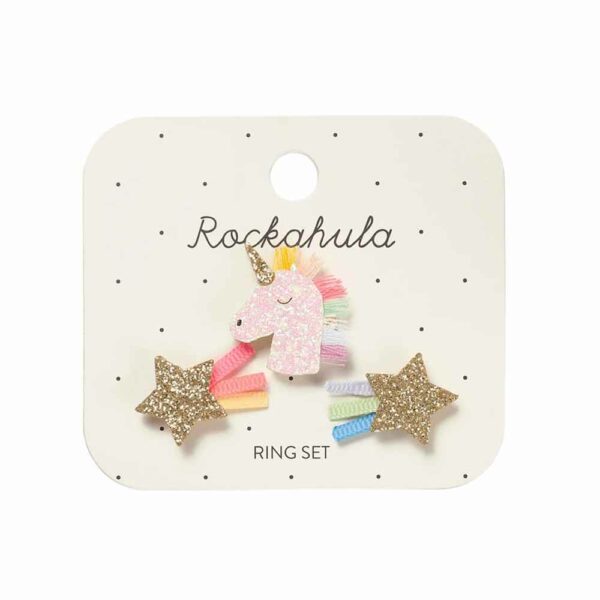 Rainbow Unicorn Ring Set